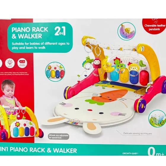 Tapete Atividades Infantil 2 Em 1 Andador Musical Interativo Para Crianças
