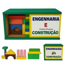 Kit construção, Brinquedo pedagógico, Blocos para montar, Kit engenharia e construção 50 peças