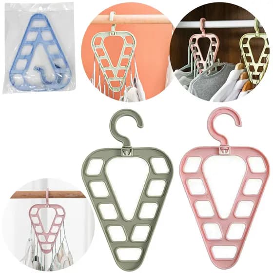 CABIDE ORGANIZADOR DE ROUPAS TRIANGULAR DE PLASTICO COM 9 FUROS COLORS 19X14CM