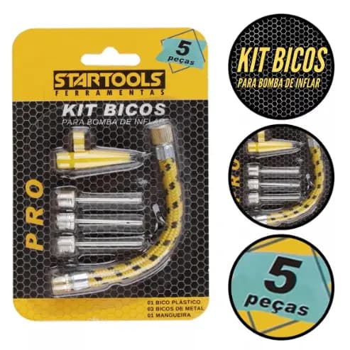 KIT BICOS PARA ENCHER INFLAR BOLAS/ BOIA / PISCINAS E INFLAVEIS PRO COM 5 PECAS
