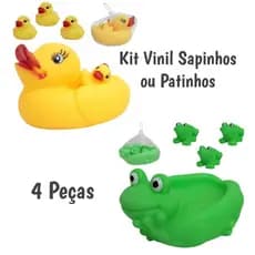 Kit Animais de Banho Vinil com Som – Patinhos ou Sapinhos 4 Peças na Rede