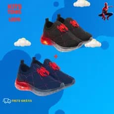 Tênis Infantil Casual  Homem-Aranha com LED - Calce Facil