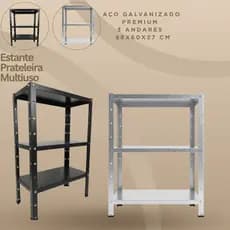 Estante Prateleira Multiuso Aço Galvanizado Premium | 3 Andares |  68x60x27 cm