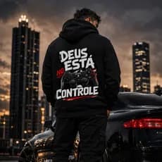 Moletom Canguru Confortável cristão (Deus no Controle) Stretweer Estiloso 100% Algodão
