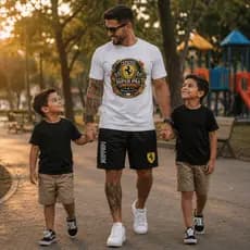 Kit Camiseta + Short Tectel Ferrari Camisa 100% Algodão Bermuda Tactel
