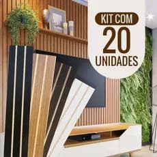 Kit 20 Revestimentos Ripados Adesivos - Painel Decorativo MDF 45x11cm para Parede Moderna