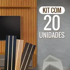 Kit 20 Placas Adesivas MDF Revestimento Ripado Decorativo 45x11cm