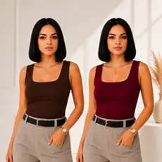 KIT Blusa Regata Feminina Decote Quadrado Moda Blogueira Elegante Casual Trabalho Festa Básica Feminina Moda Blusinhas