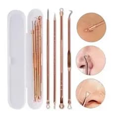 Kit 4 de Ferramentas de Beleza Extrator de Acne Removedor de Cravo Espinha Aço Inoxidável Agulhas