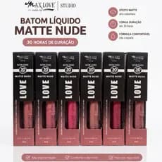 Batom Líquido Matte Max Love Studio 30H Nude | Alta Pigmentação, Longa Duração e Não Craquela