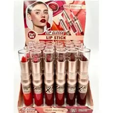 Batom + Lip Gloss 2 em 1 Hold Morning Matte Brilho Longa Duração Alta Pigmentação