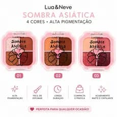 Paleta de Sombras Lua & Neve Sombra Asiática 4 Cores Matte e Cintilante Alta Pigmentação
