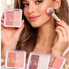 Blush e Iluminador Vivai Glam 2 em 1 | Alta Pigmentação + Glow Radiante + Longa Duração
