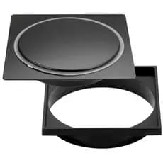 Ralo Click Abre/Fecha Inox Preto Fosco Black Quadrado Com Porta Grelha Abs 10x10