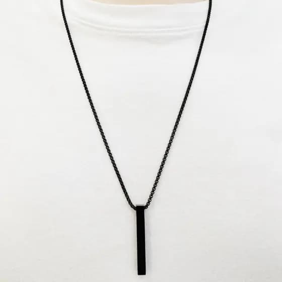 Colar De Charme Geometrico Retangulo Masculino Colar Preto 70CM