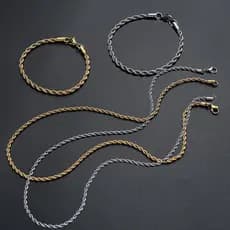 Colar de cordao por atacado barato de aço inoxidável 316l 60cm corrente pulseira conjunto
