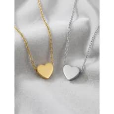 Colar Choker Com Coração Corrente Aço Inoxidavel 316L Pingente Pequena Banhado