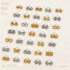 Kit  3, 6 ou 12 Pares Brincos Femininos Aço Inoxidável Dourado/Prata Modelos Variados Envio Sortido