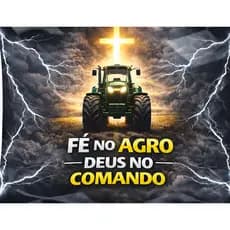 Bandeira  agro deus na frente 90x65 cm com 4 Ilhós Alta Qualidade para Caminhão, Parede ou Área Externa qualidade lona