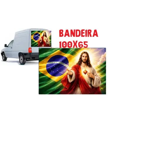 Bandeira  JESUS 90x65 cm com 4 Ilhós – LONA Impermeável Alta Qualidade para Caminhão, Parede ou Área Externa