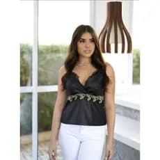 Blusa de renda,couro sintético oferta