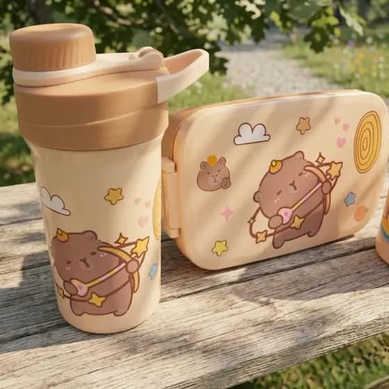 Kit Marmita Infantil com Garrafa de Água Capivara Premium edição ilimitada modelo unissex