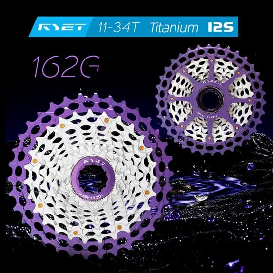 RYET Cassete De Bicicleta De Estrada De 12 Velocidades De Titânio 162g Racing K7 Ultraleve CNC 11-34T Para Shimano SRAM