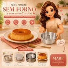 Formas Kit Assadeira de Pudim Alumínio Nº18 MARF Forminhas Pudim e Bolo Assadeira para Forno Kit Econômico com 4 Peças