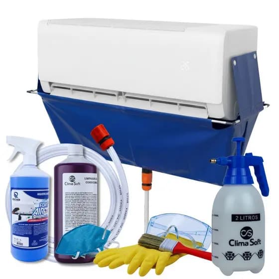 Bolsa Coletora Ar Condicionado 30Mil BTUs Desmontável + Pulverizador 2L + Bactericida + Polish + EPI