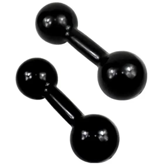 Bola de Peso Par de Halteres 4kg Emborrachado Cor Preta Para Musculação