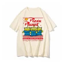 Camiseta Feminina Estampa Pizza Planet Aliens Fun - Blusa de Malha 100% Algodão - Envio Imediato - NB the Shirt