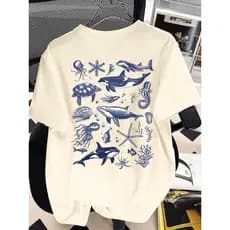 Camiseta T-Shirt Feminina Estampa Fundo do Mar - Camisa de Malha 100% Algodão - Envio Imediato - NB the Shirt