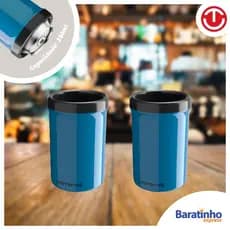 Kit 2 Porta Latas Térmico 350ml Azul P/ Cerveja Refrigerante