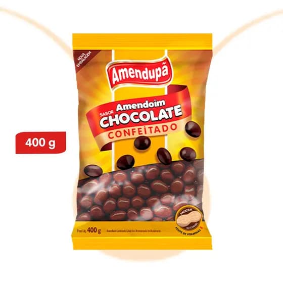 Pacote Amendoim Chocolate Confeitado Crocante Amendupã 400g