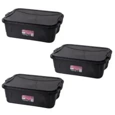 Kit 3 Caixa Organizadora Multibox 9L Com Tampa E Trava Black