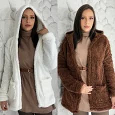 casaco combo 2 teddy quentinho peludo inverno com  capuz e bolsos combo conforto e estilo tendência 2026 inverno outono