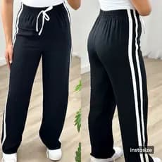Calça Pantalona Feminina Tecido Duna com Listra Lateral | Conforto e Estilo track pants pantalona listrada solta modinha