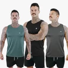 kit com 3 Camisetas Regata Masculina Para Academia Malhar Praia