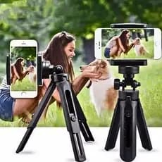 Suporte Tripé de Mesa Ajustável para Celular com Giro 360° e Altura Regulável
