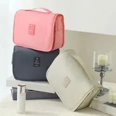 Necessaire Feminino de Viagem Organizador Cosméticos Maquiagem com Divisórias e Gancho Dobrável