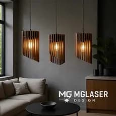 Kit 3 Luminária Arandela Pendente Ripada Cilíndrica em MDF – Design Moderno