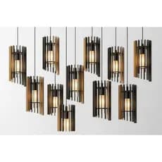Kit 10 Lúmiária Arandela Ripada Cilíndrica - Pendente Decoração Lustre Moderno