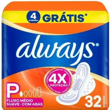 Absorvente Always Super Proteção Suave P C/Abas 32 Unidades