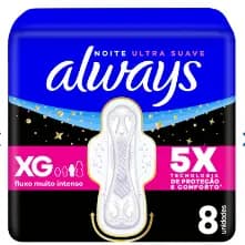 Absorvente Always Noite Ultra Suave com Abas Fluxo Muito Intenso 8 Unidades