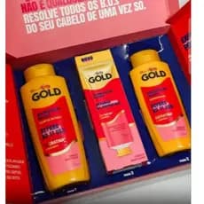 Kit Niely Gold Reconstrução Potente (Shampoo+Condicionador+Recarga de Queratina)