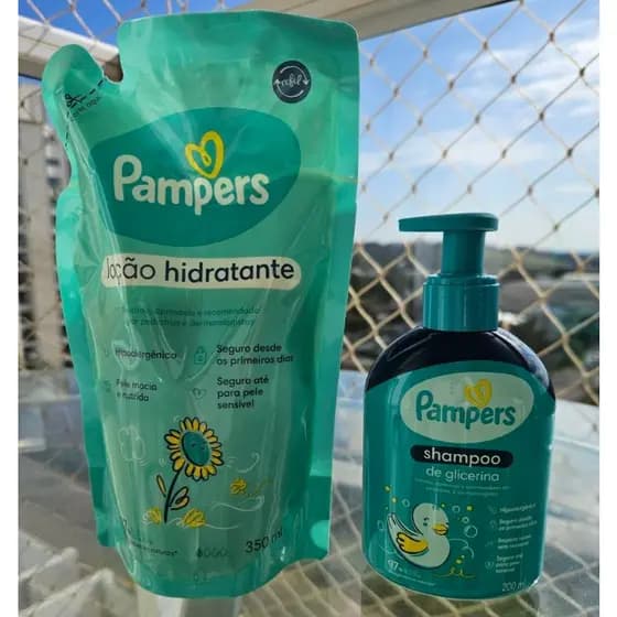 Kit Loção Hidratante Pampers Girassol 350ml + Shampoo Pampers Glicerina 200ml