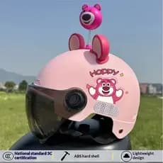 Capacete Infantil De Bicicleta Elétrica Com Urso De Morango Certificado 3C E Motocicleta , De Segurança Ultraleve Para C