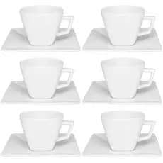 Jogo 6 Xicaras Grandes Chá 200ml Quartier White Quadrado Branco OXFORD
