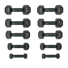 Kit Halteres Sextavados Emborrachados - Pares de 1 a 5 Kg
