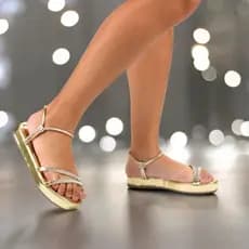 Rasteira Feminina Plataforma Tiras Strass Sola Enfachetada Confortável